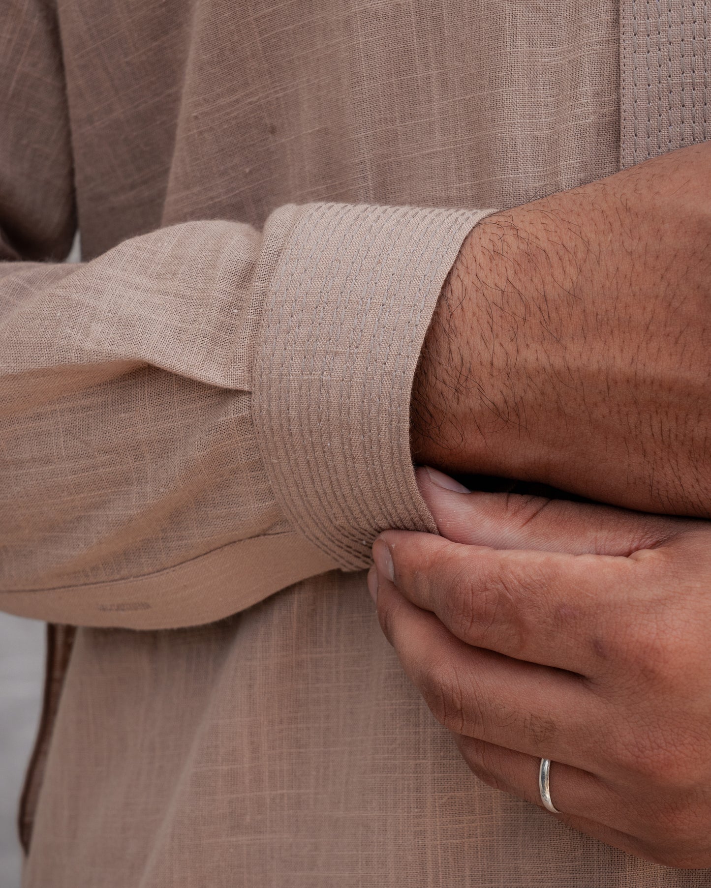 Peach coloured traditional aairish linen kurta pajama design
