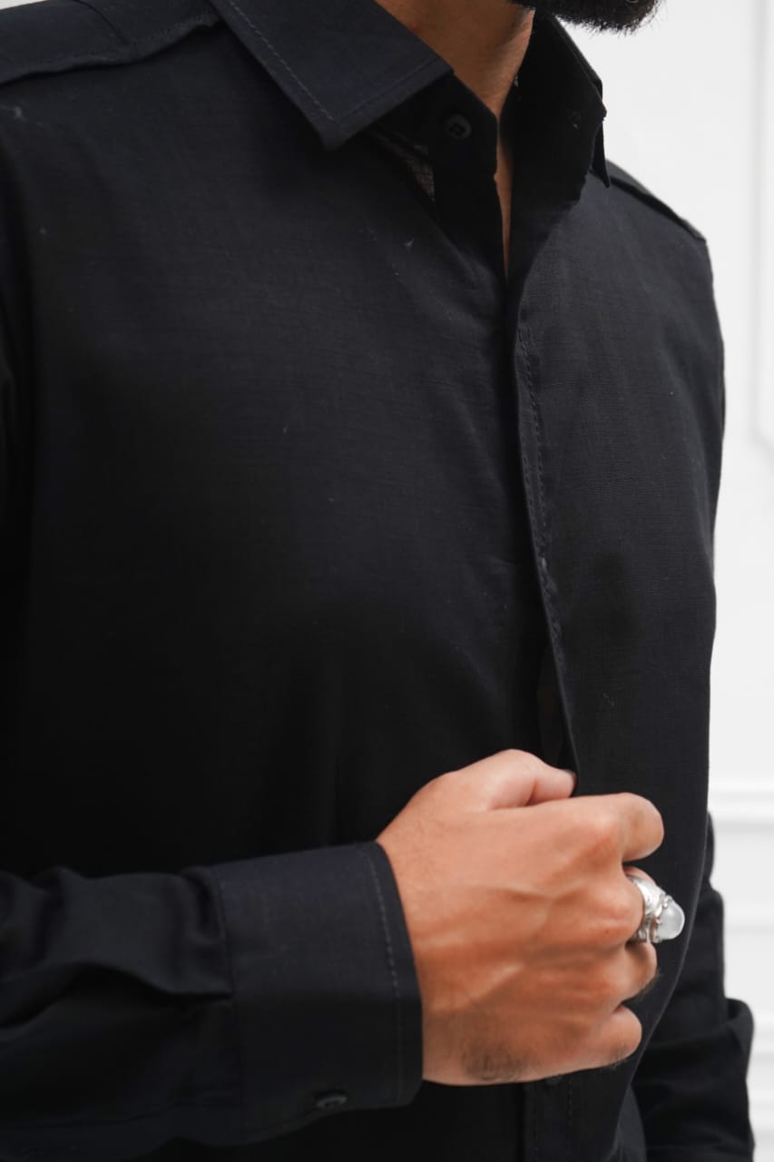 Black linen shirt design casual smart