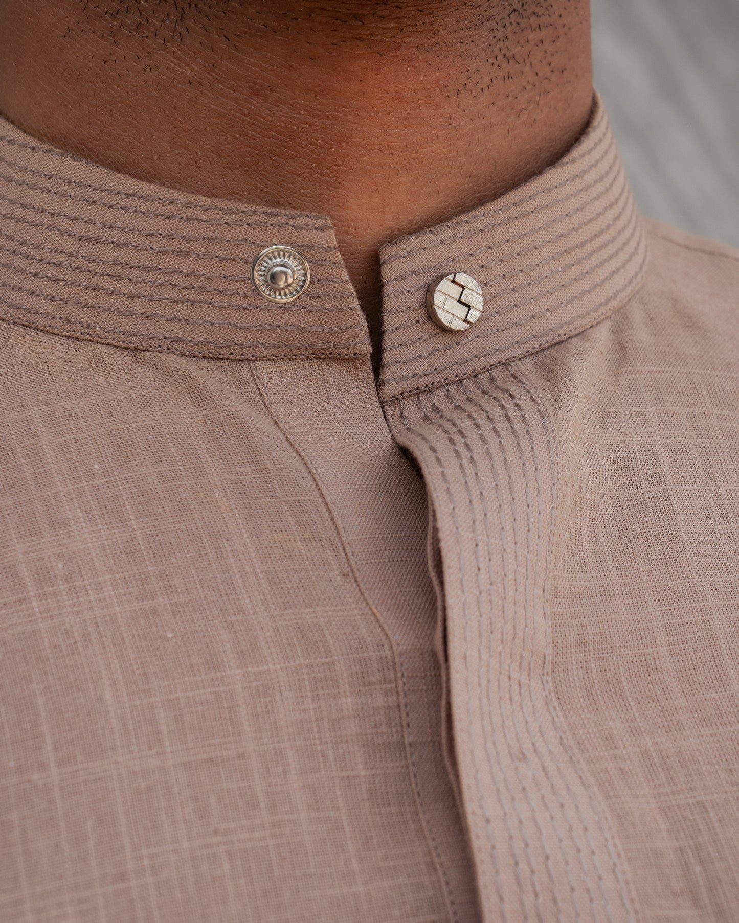 Peach coloured traditional aairish linen kurta pajama design