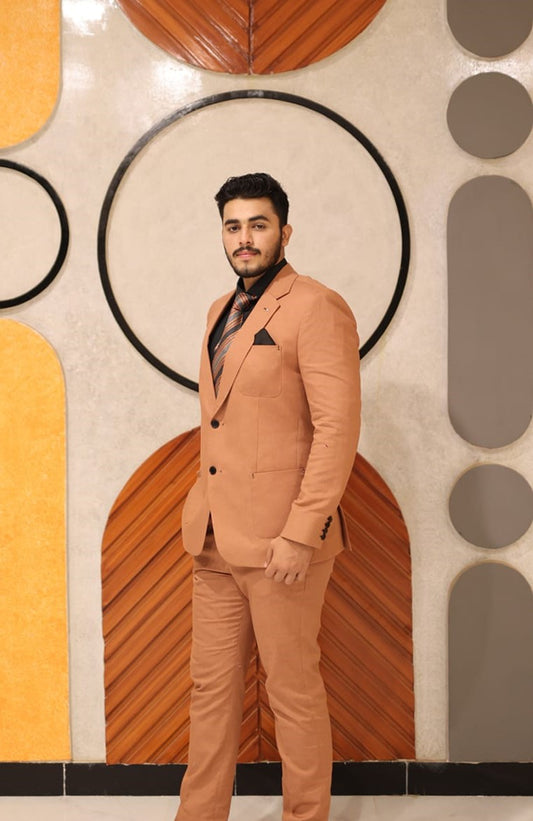 Tan/ Caramel brown Two button suit