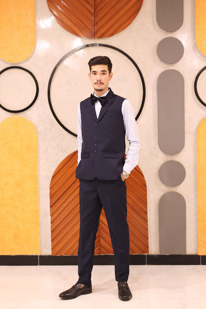 Navy waist coat shawl lapel with pant