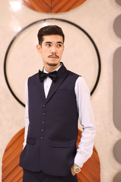Navy waist coat shawl lapel with pant