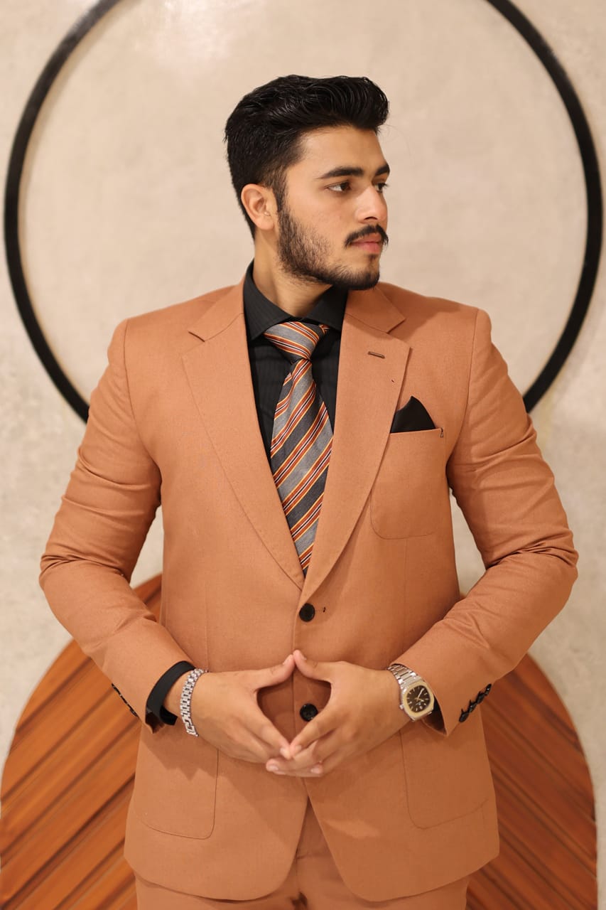 Tan/ Caramel brown Two button suit