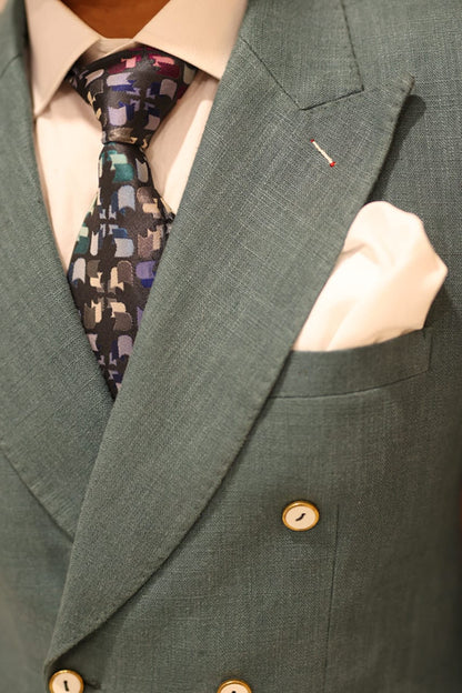 Sage green double breasted suit