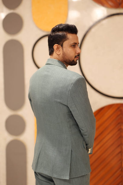Sage green double breasted suit