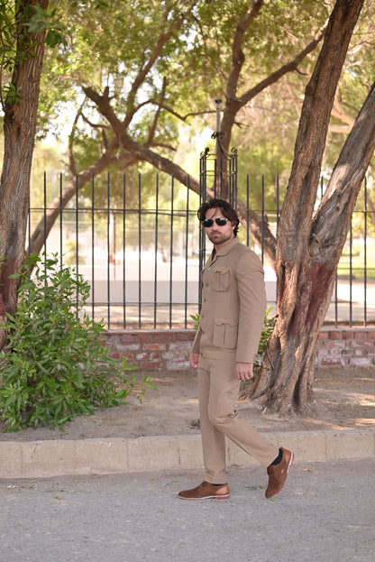 Classic Camel brown safari suit