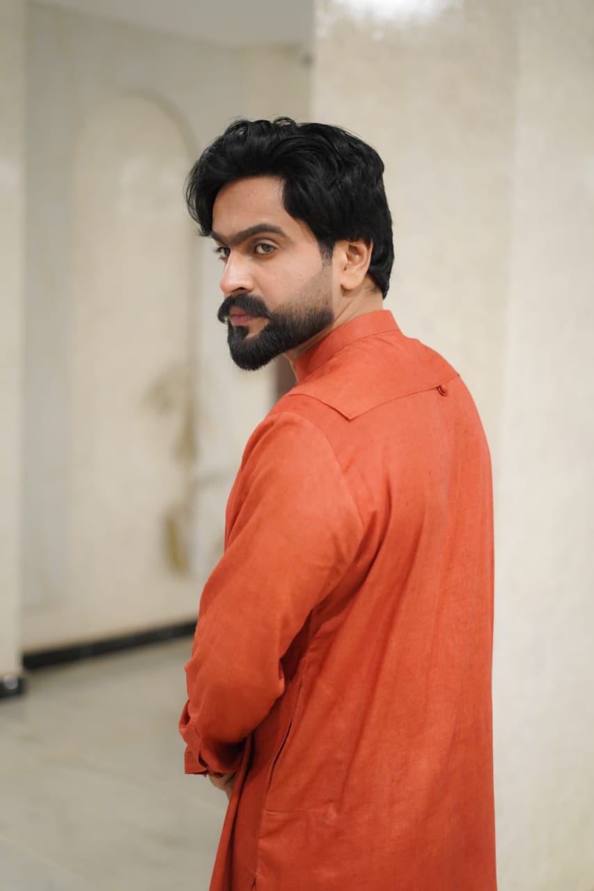Rusted diamond patterndd emroidary waist coat + kurta and boot cut trouser