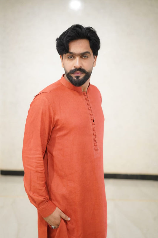 Rusted diamond patterndd emroidary waist coat + kurta and boot cut trouser