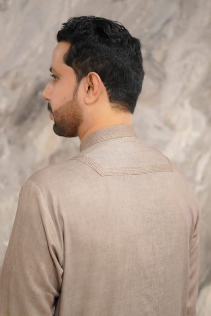 Neutral shades seqnence embroidery waistcoat + kurta straght fit trouser