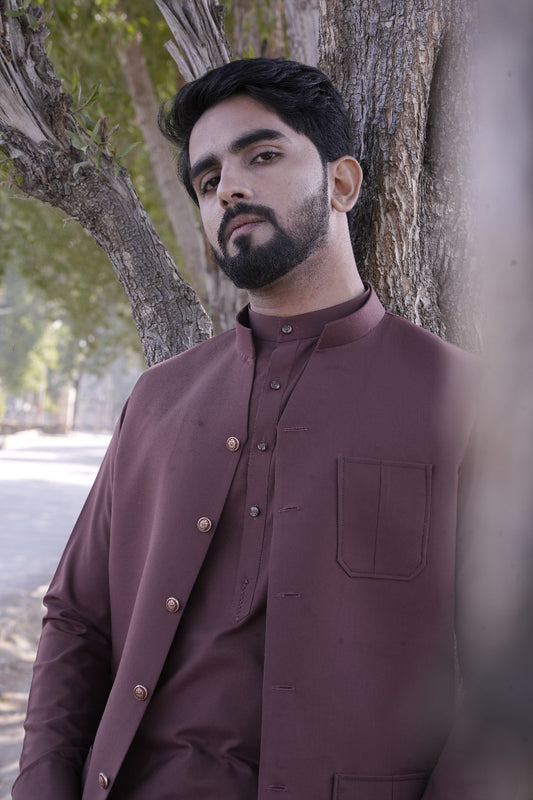 Silent maroon waistcoat dress