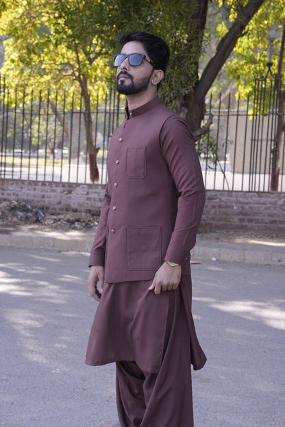Silent maroon waistcoat dress