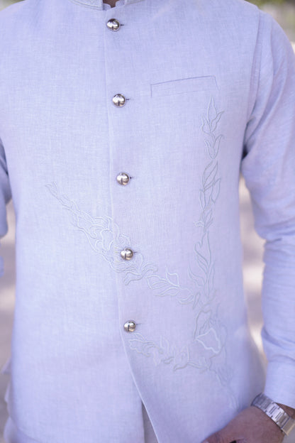 ICE white waistcoat same tonal Embroidary with kurta pajama