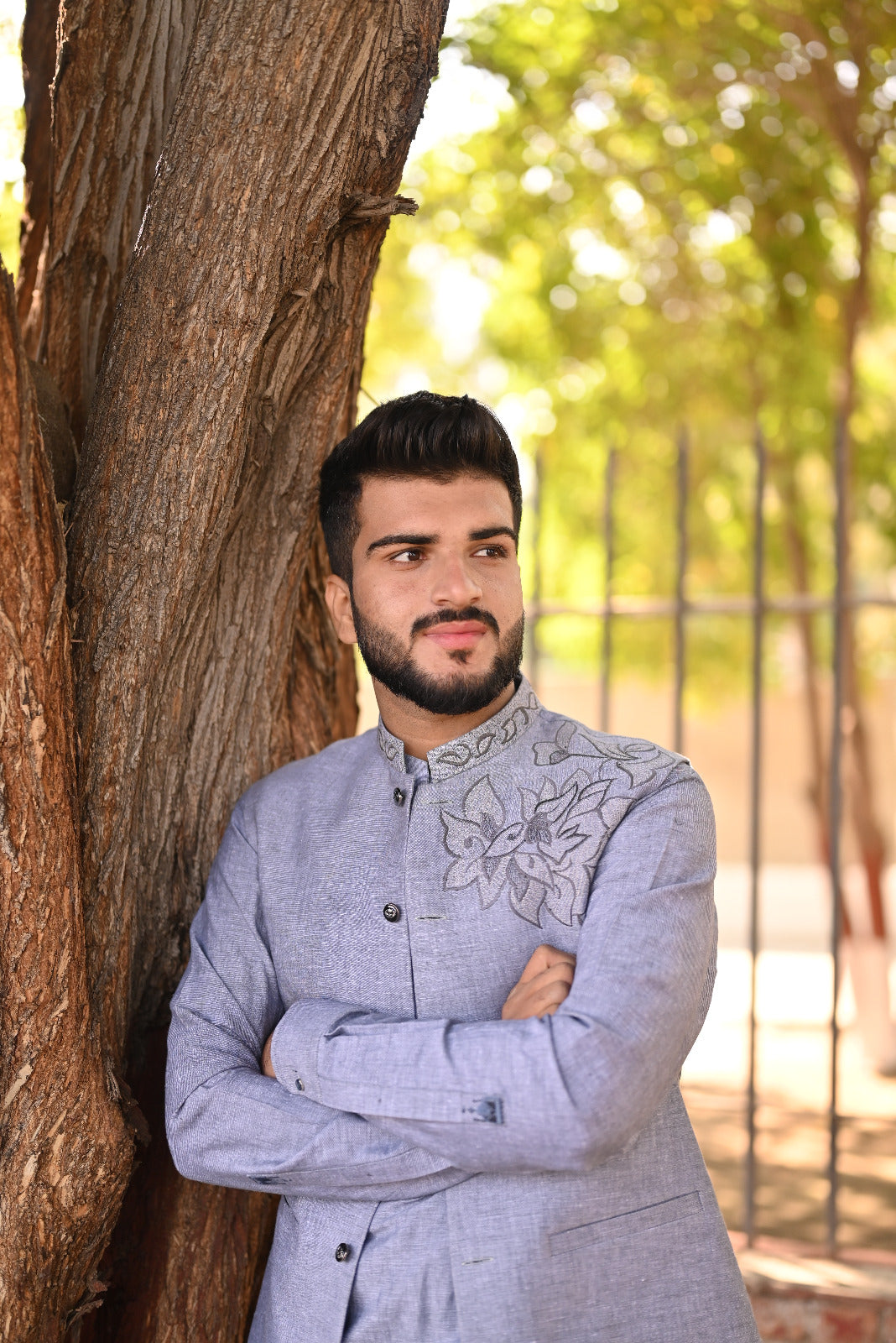 Soft color waistcoat embroidary work + kurta detailing embroidary set