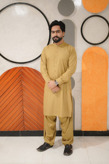 Musterd Waistcoat kameez shalwar designing