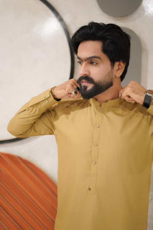 Musterd Waistcoat kameez shalwar designing