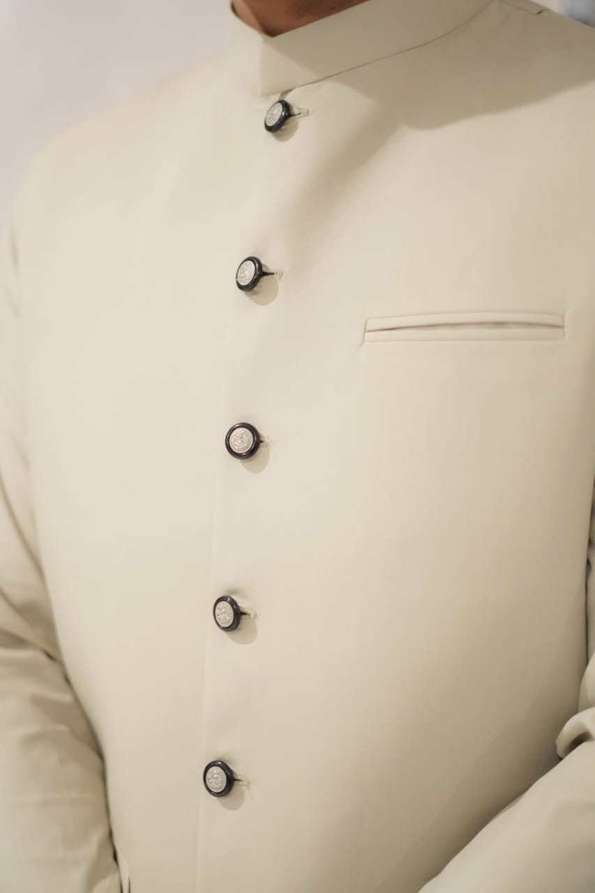 Light biege waist coat kameez shalwar set
