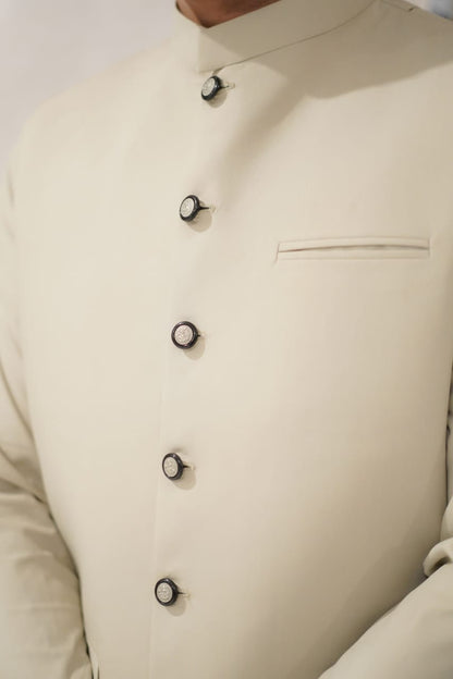 Light biege waist coat kameez shalwar set