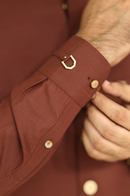 Rust brown waistcoat kameez shalwar decent look