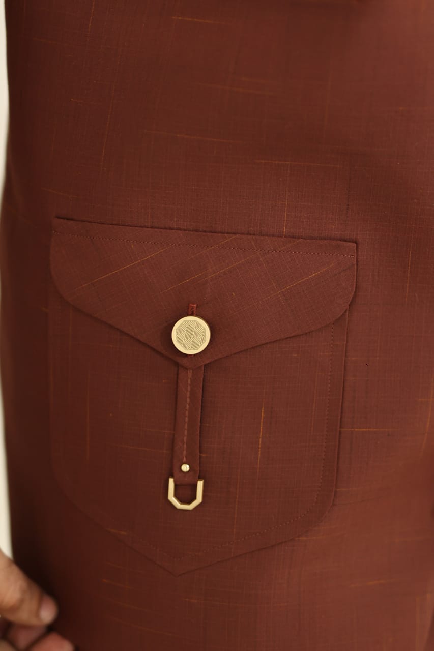 Rust brown waistcoat kameez shalwar decent look