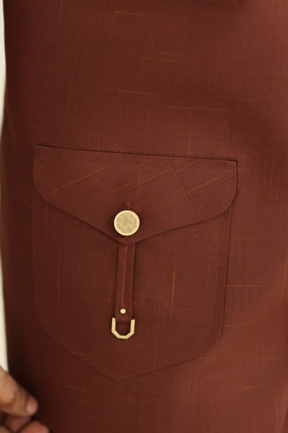 Rust brown waistcoat kameez shalwar decent look