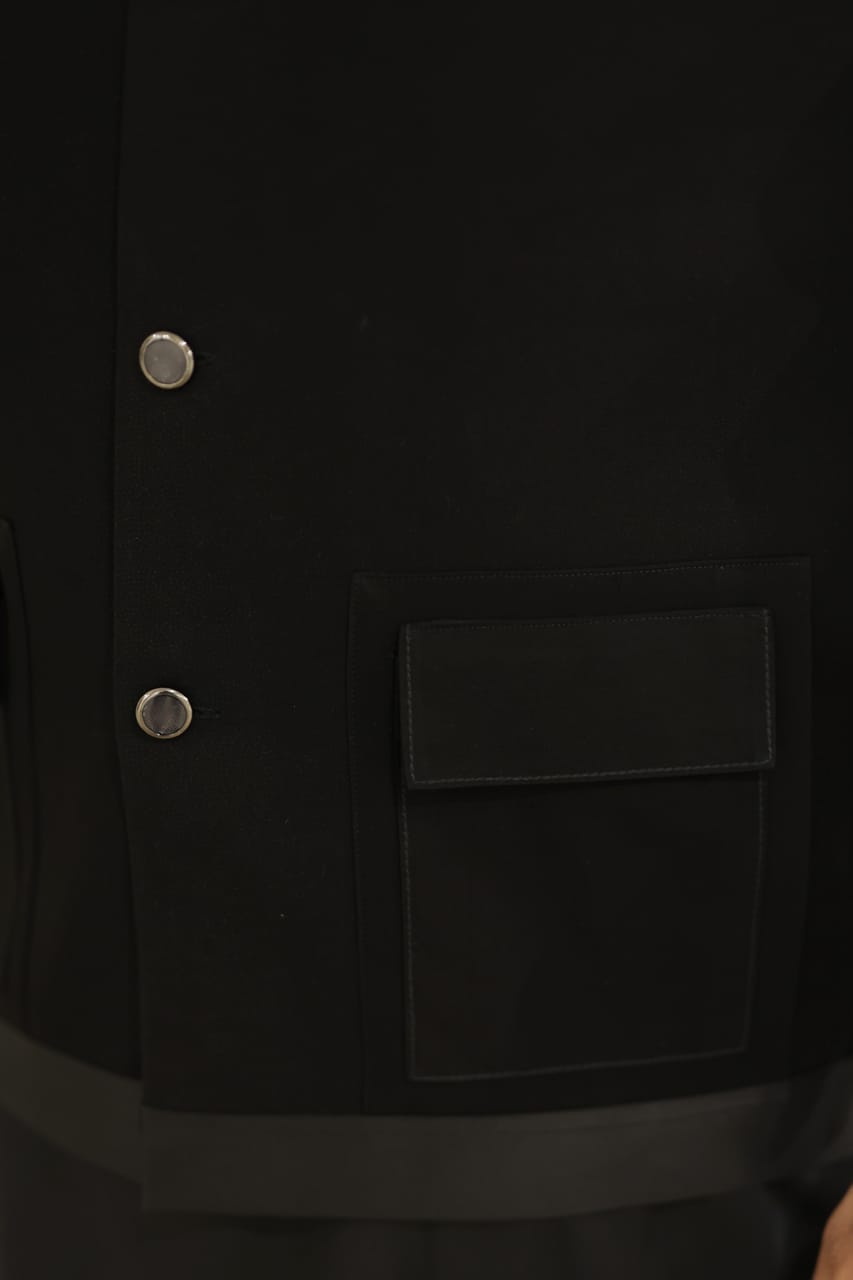 Black jorjutt waistcoat with kameez shalwar design
