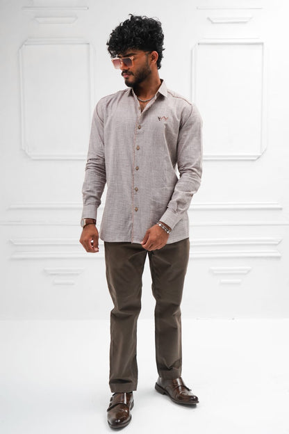Biege tone linen casual shirt