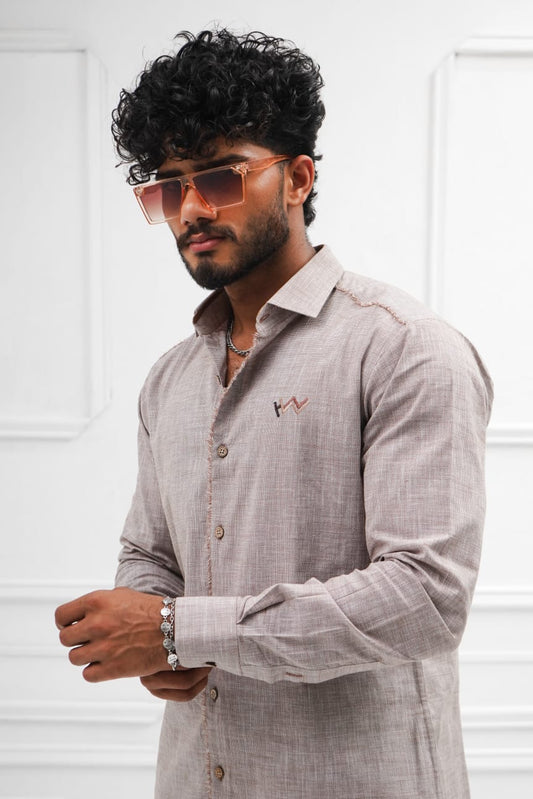 Biege tone linen casual shirt