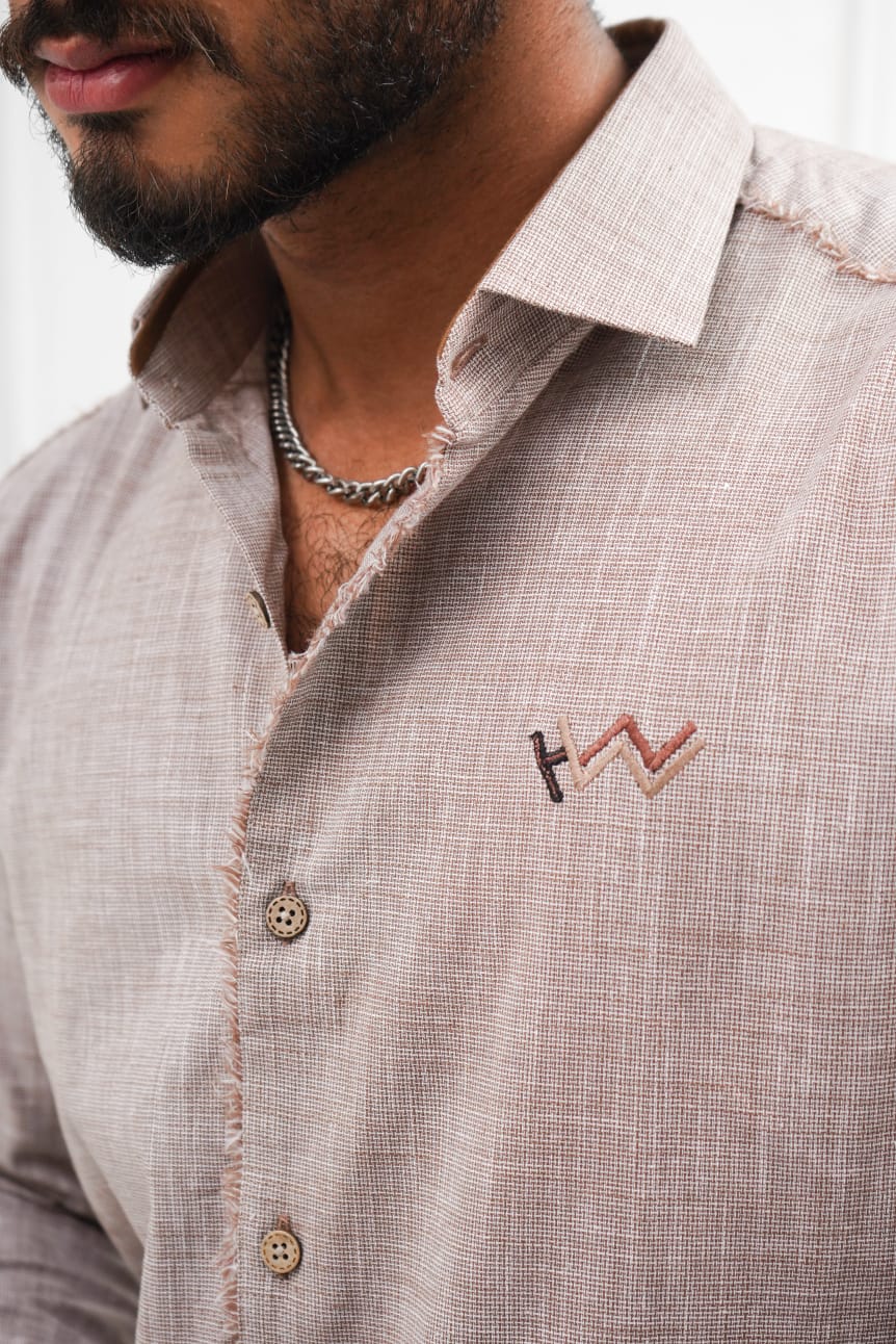 Biege tone linen casual shirt