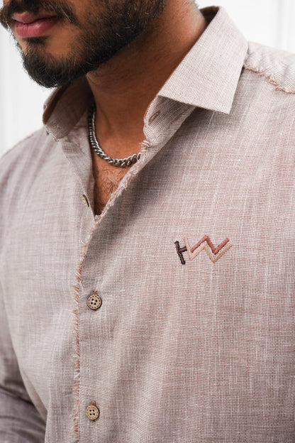 Biege tone linen casual shirt