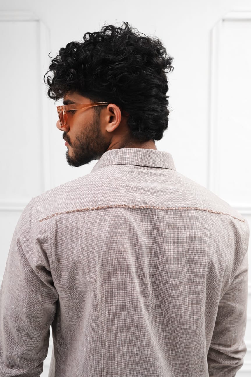 Biege tone linen casual shirt