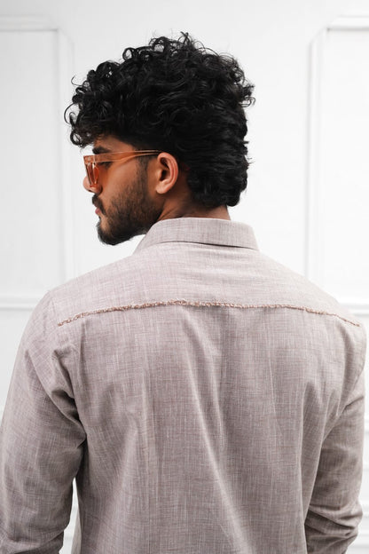 Biege tone linen casual shirt