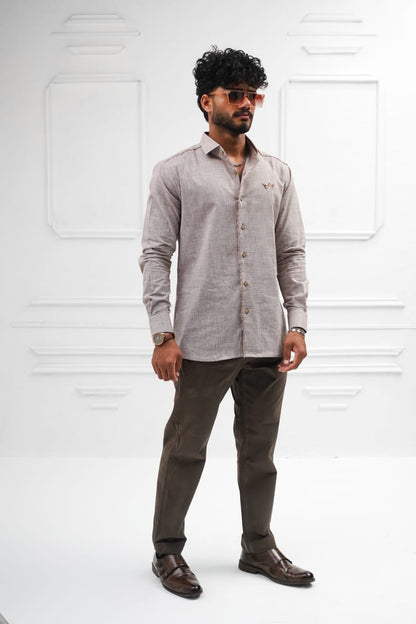 Biege tone linen casual shirt