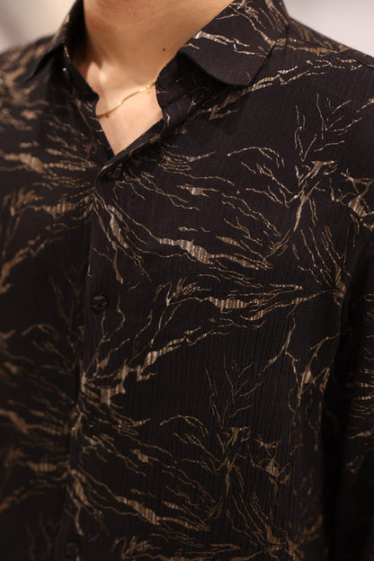 Black gold jall print shirt plain trouser