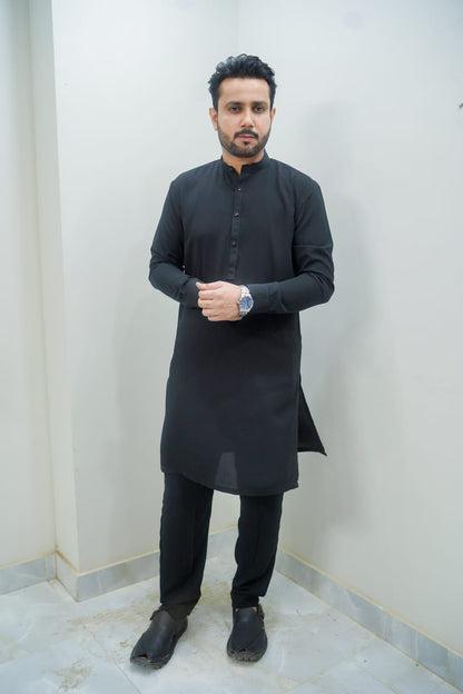 Black jorjutt kurta trouser same plain trouser