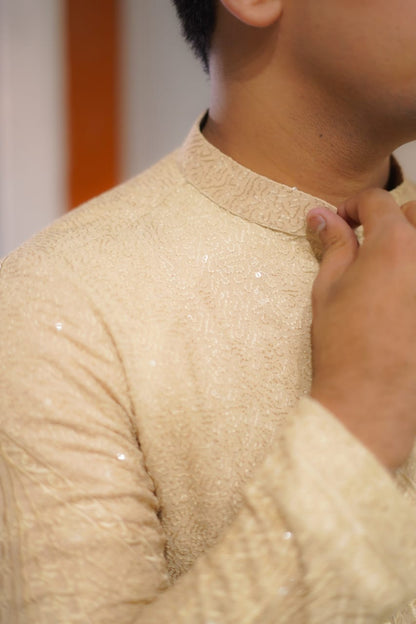 Badge sequence Embroidery kurta loop style same plain trouser