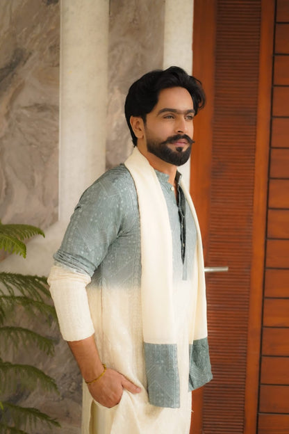TIE n DYE sequence Embroidery Zigzag style kurta same white trouser