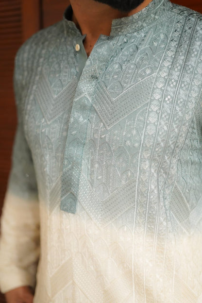 TIE n DYE sequence Embroidery Zigzag style kurta same white trouser