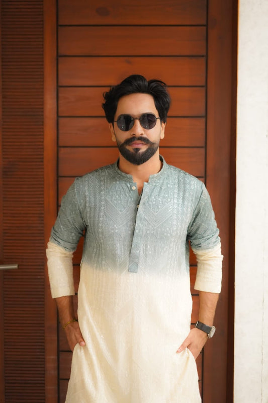 TIE n DYE sequence Embroidery Zigzag style kurta same white trouser