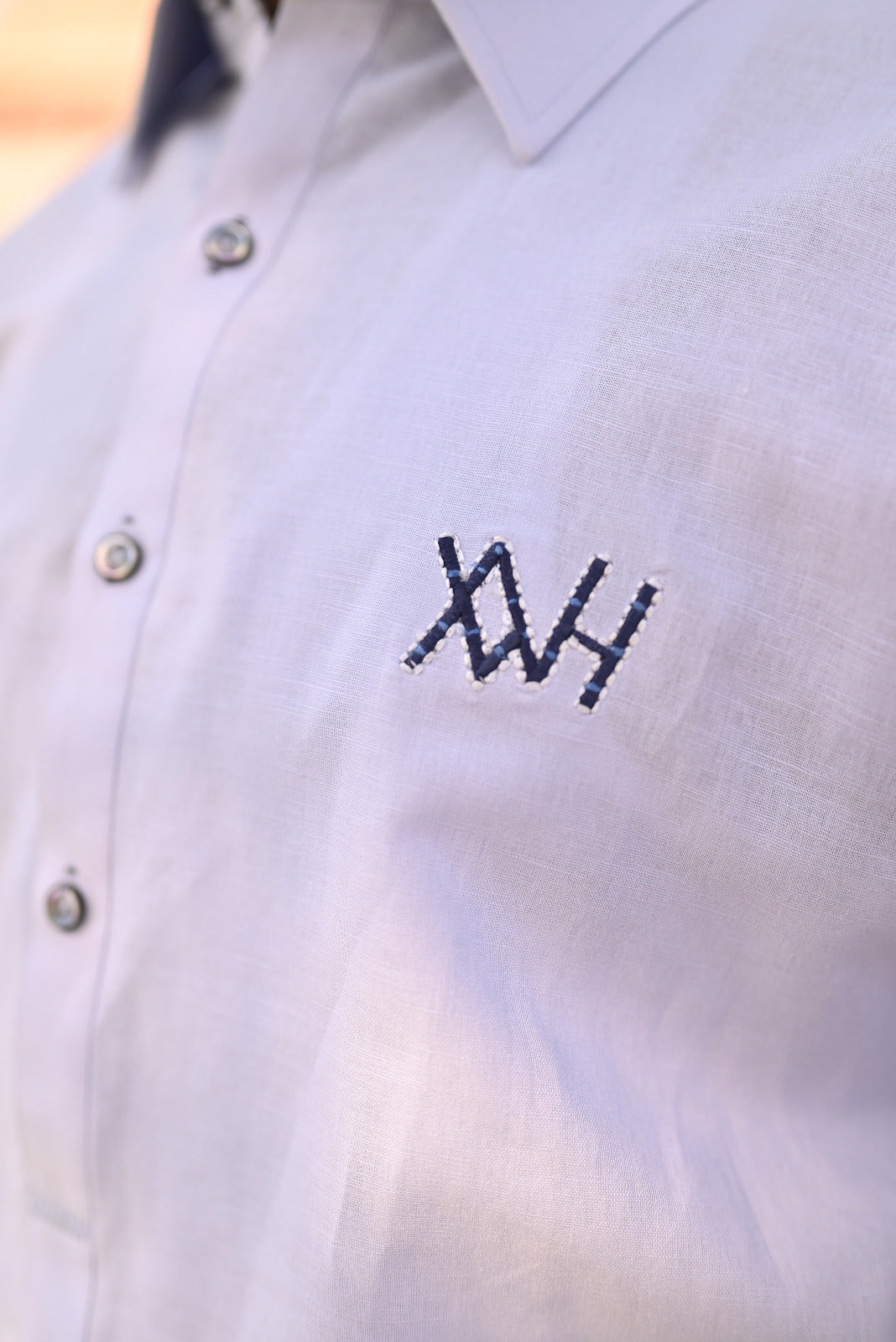 Ice blue linen fabric shalwar kameez design and logo
