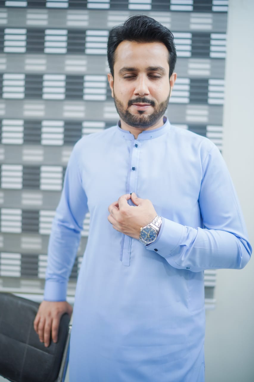 Sky blue kameez shalwar Classic design