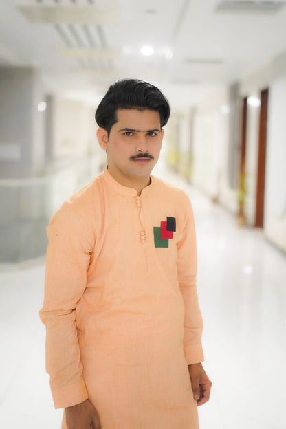 Peach tones kurta loop style white trouser