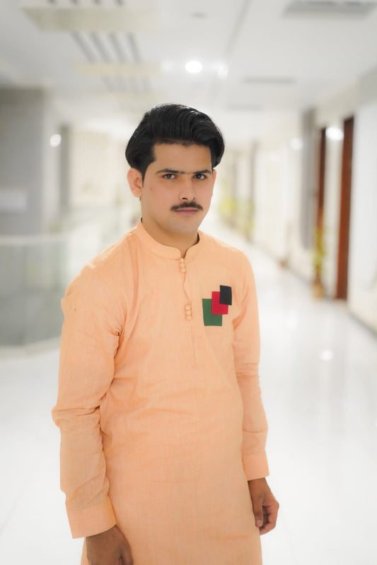 Peach tones kurta loop style white trouser