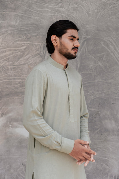 Light sage green aairish linen kurta pajama design